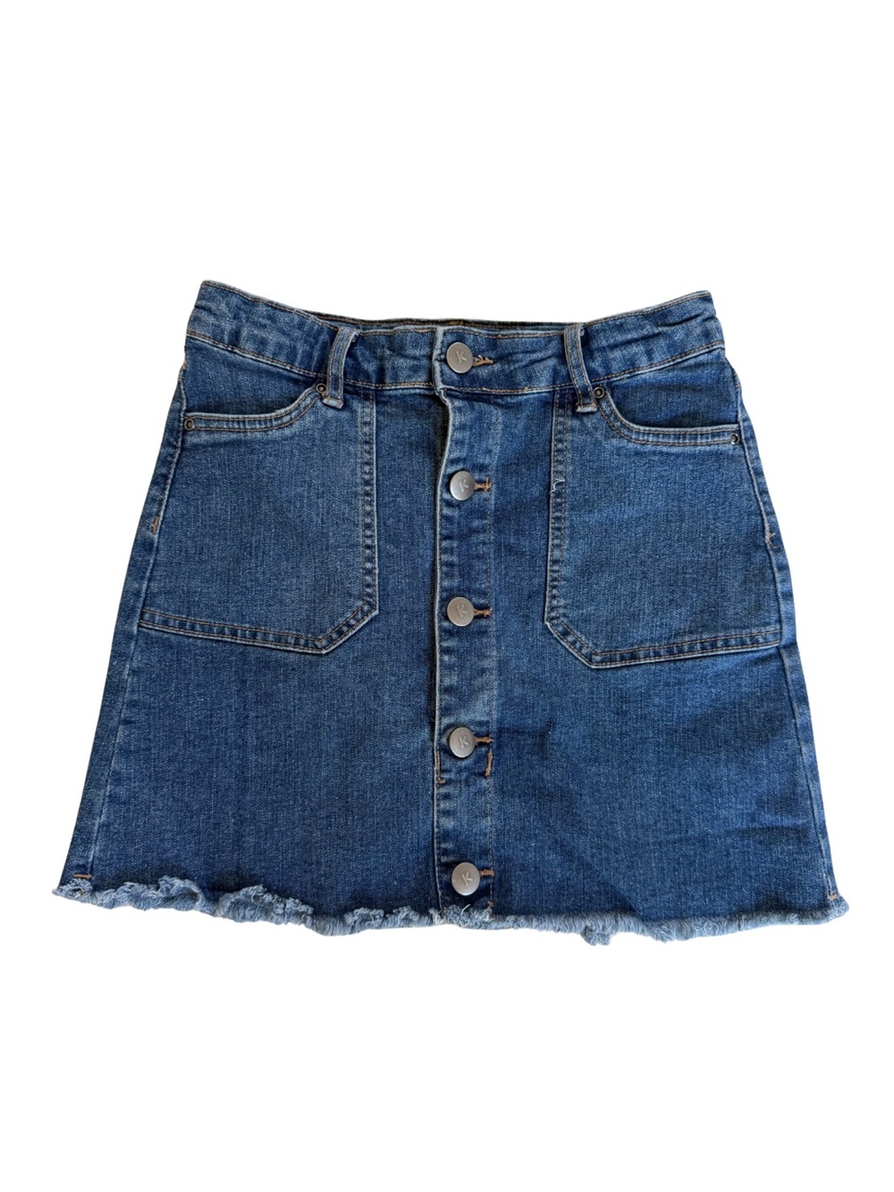 kidpik Dark Blue Denim Button-Front Mini Skirt